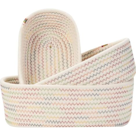 Panier de Rangement,Petit Panier Tressé, Lot de 3 Organisateur Salle de Bain Multifonctions (3 Tailles) - pour Salle de Bain, Cuisine, Chambre d'Enfants et Déco (1/5)