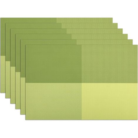 Lot de 6 Sets de Table Rectangulaire Grille Vert, Dessous de Table Antidérapants, Dessous Assiette Imperméables pour Cuisine et Salle (1/5)