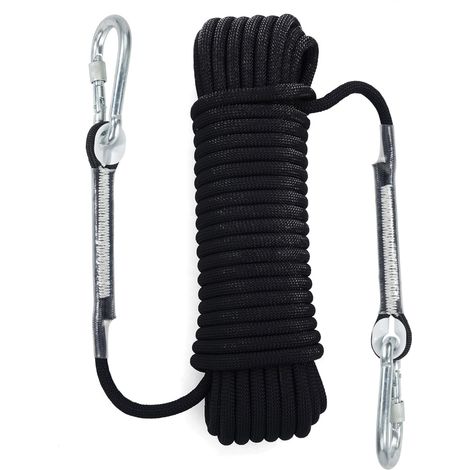 Corde de Sécurité Statique avec Mousqueton Diamètre D'évacuation de Sauvetage Résistance pour Alpinisme Camping 10m 8mm 2 (1/5)