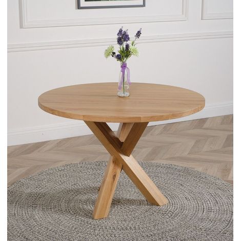 Oregon 110cm Round Solid Oak Dining Table (1/5)