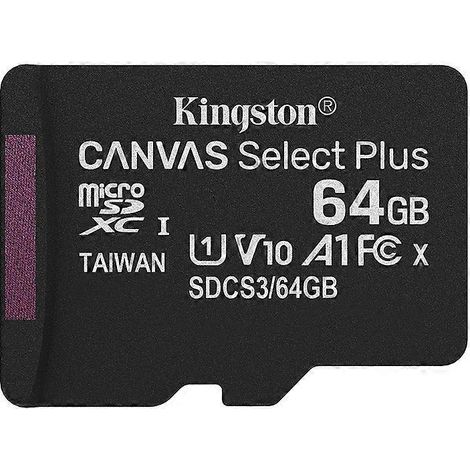 Carte mémoire microSDXC Kingston Canvas Select Plus 64 Go, carte TF haute vitesse SDCS3/64GB (64 Go)