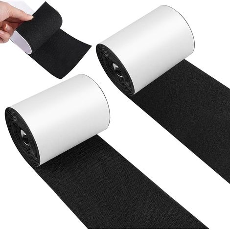 Rollen extra starkes selbstklebendes Klettband, 10 cm breit und 3 Meter lang, selbstklebendes Klettband, schwarzes selbstklebendes Klettband, zur Befestigung von Sofakissen, Teppichen und Matratzen.