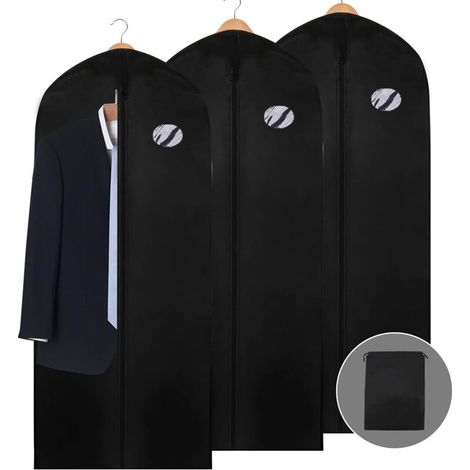 Set of 3 garment bags 150 x 60 cm, with shoe bag, for wedding dress, suits and coats, anti-damage protection. (1/5)