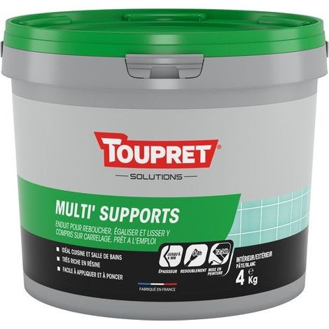 Toupret – Enduit multifonction pâte 4 kg – Prêt à l'emploi pour murs et plafonds – Texture lisse pour application facile – Qualité C air intérieur