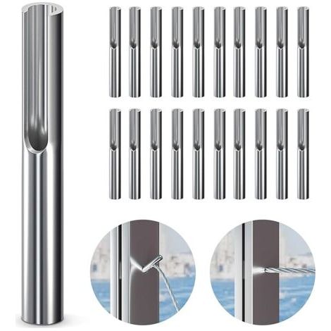 Pair - Lot de 20 câbles invisibles réglables en acier inoxydable 316 de 3,2 mm (1/8 po) pour poteaux d'angle et montants muraux en métal (1/5)