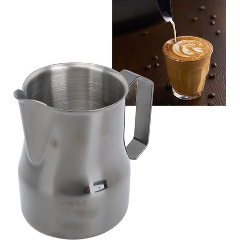 Mug mousseur à lait 450 ml en acier inoxydable pour café italien - Noir titane (1/5)