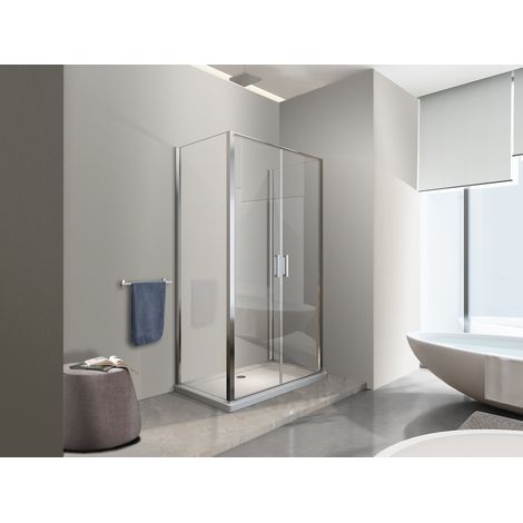 NALA Porta Battente Saloon  + 2 Lati Fissi Box Doccia 6 Mm Cromo 2 Fisse 67,5-70 + Saloon 117-120
