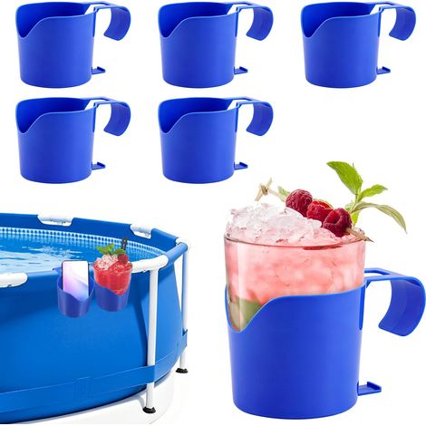 Lot de 6 porte-gobelets en plastique pour bord de piscine, porte-gobelets suspendus multifonctionnels pour jacuzzi, piscines hors-sol, boissons, bière, téléphones portables (1/5)