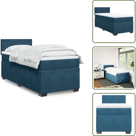 The Living Store Sommier à lattes de lit avec matelas Bleu foncé 90x200 cm - Lit Double - Literie - Chambre À Coucher - Meuble De Chambre - Literie Luxe (1/5)