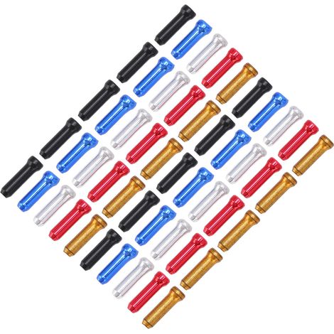50 embouts de câble de frein vélo - assortiment 5 couleurs - aluminium résistant aux chocs - sertissage (1/5)