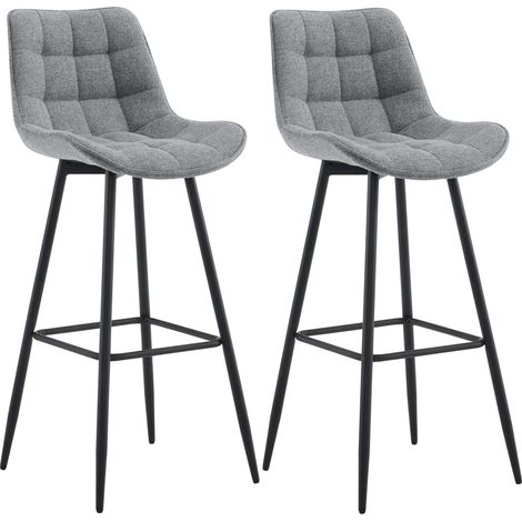 Set de 2 Taburetes de bar Dartford Gris Tela