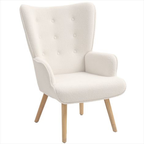Banc de salle à manger Fauteuil de salon beige en tissu bouclette (1/5)