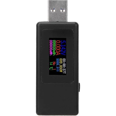 Testeur de chargeur USB, précision à 4 chiffres, mesure du courant, de la tension et de l'autonomie de la batterie, blanc/noir (1/4)