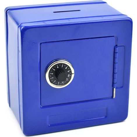 Tirelire Enfant Code Tournant Grande Capacité Coffre Fort Métal Solide Bleu (1/5)