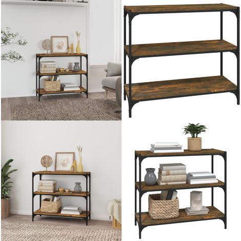 Bibliothèque Chêne fumé 80x33x70,5cm Bois d'ingénierie et acier - Rangement - Bibliothèque (1/5)