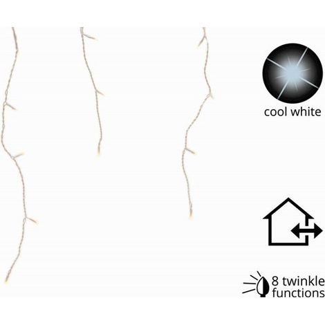 Luci di natale catena luminosa pioggia 96 led 24v bianco freddo 3,5 mt x esterno