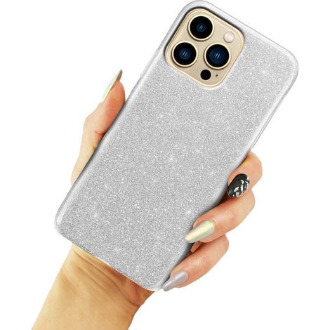 Custodia glitterata per iPhone 13 Pro Max, argento (1/3)