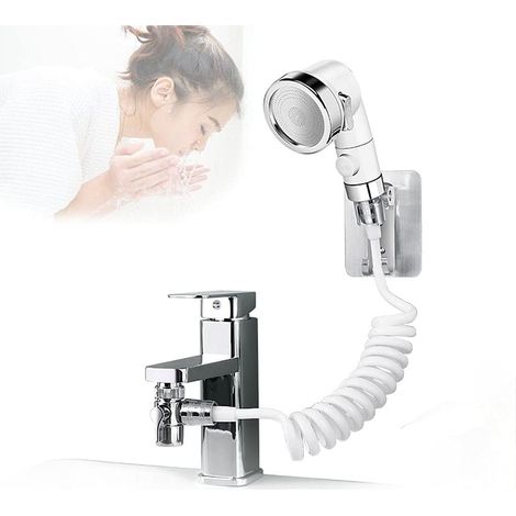 Mitigeur de lavabo Ensemble de douche pour lavabo, douche multifonctions, douchette à main, filtre pour robinet Convient pour lavabo ou lavabo propre Filetage intérieur 23-24mm Filetage extérieur 22mm (1/5)