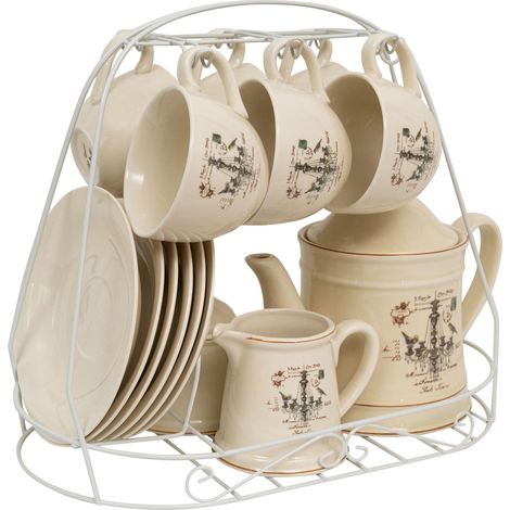 15 pcs decorated porcelain breakfast set LAMPADARIO