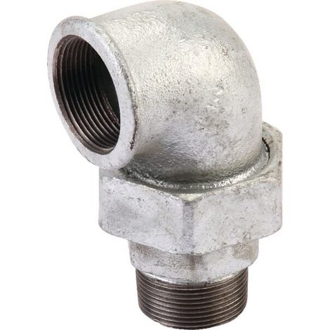 Collegamento a vite angolare 90° zincato filetto interno/filetto esterno 1 1/2" UNIVERSALE FG97112