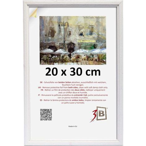 Cornice portafoto con vetro acrilico, cornice in legno bianco, 20x30 cm