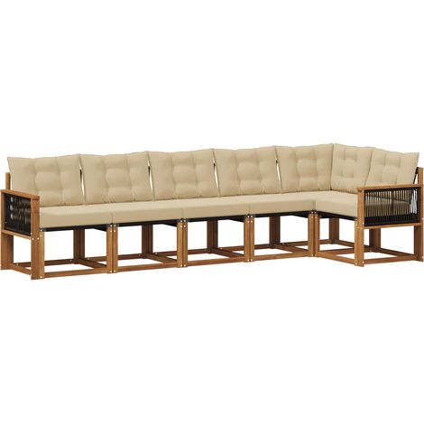 vidaXL Outdoor Sofa Set 6 pcs Natural and Beige (1/5)