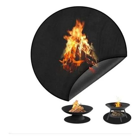 Tapis de foyer rond de 120 cm, tapis de barbecue d'extérieur, ignifugé, imperméable, résistant à l'huile, tapis de sol ignifugé pour la protection (1/3)