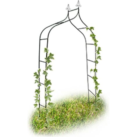 Relaxdays Arco per Rose Rampicanti, 255x140x38 cm, Struttura Resistente alle Intemperie, Design Romantico, Verde Scuro (1/5)