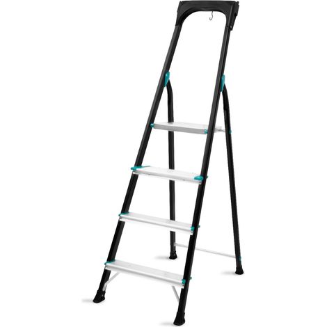 Haushaltsleiter PRO - Aluminium-Klappleiter - 4 Stufen rutschfest - Max. Belastbarkeit 150kg