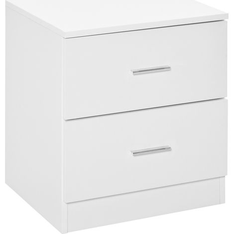Table de chevet 2 tiroirs MARIUS blanche (1/5)