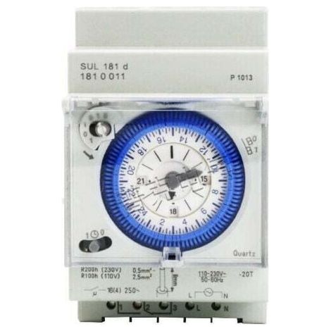 Bidirectional 24h mechanical time switch on DIN rail – Voltage 250VAC – Current 16A – Power reserve – Quick installation - SUL 181 D (1/5)