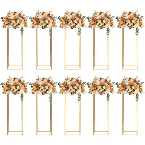 Support de Fleurs, Design Moderne Décoratif, Ensemble de 10 Supports, Or (1/2)