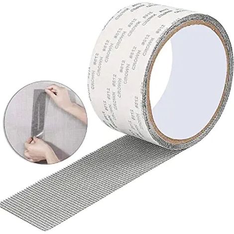 Kit Reparation Moustiquaire Rouleaux Ruban Adhesif Reparation Moustiquaire Scotch Moustiquaire Patch Ruban Adhésif en Fibre de Verre pour Réparation de Moustiquaire 2m x 5cm Gris (1/2)
