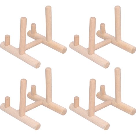 Soporte de Exposición Madera Haya, Set 4 Unidades Robustas y Estables para Platos Decorativos, Fotos y Manualidades – Ideal para el Hogar y Restaurantes (1/5)