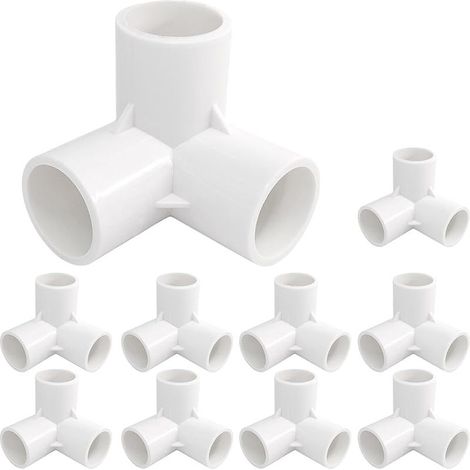 Lot de 10 raccords en PVC à 3 voies 20 mm pour serre et meubles (1/4)