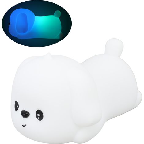 LED mignon chiot chien veilleuse ABS Silicone USB Rechargeable bébé lampe de chevet jouet Table décoration pour pépinière chambre dortoir (1/5)