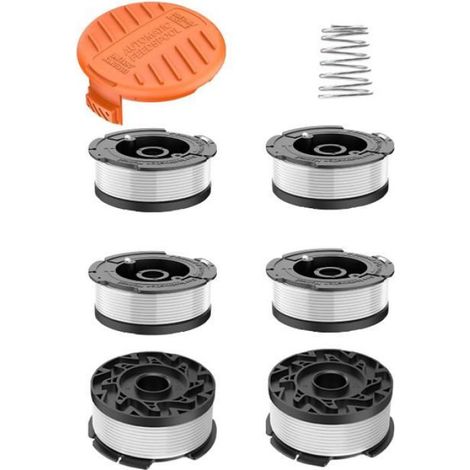 6 Pieces Bobine Fil Coupe Bordure Compatible avec Black et Decker Coupe Bordures, 1.65mm Fil Rotofil Compatible avec Black(6+1+1) (1/5)
