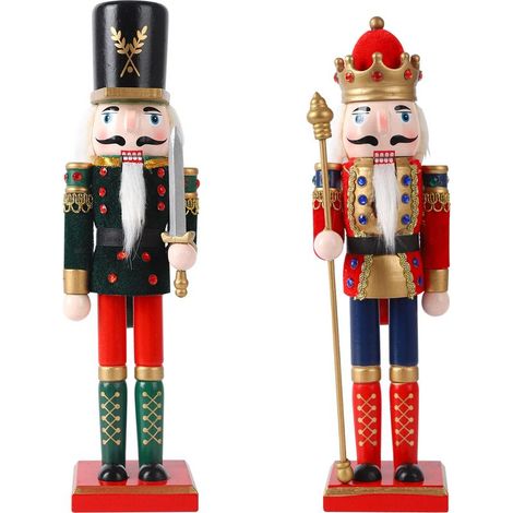 Stück Weihnachts-Nussknacker-Soldaten-Holzpuppen-Ornament 30 cm Nussknacker Klassisches Spielzeug Traditionelle Weihnachts-Schreibtischdekorationen (1/5)