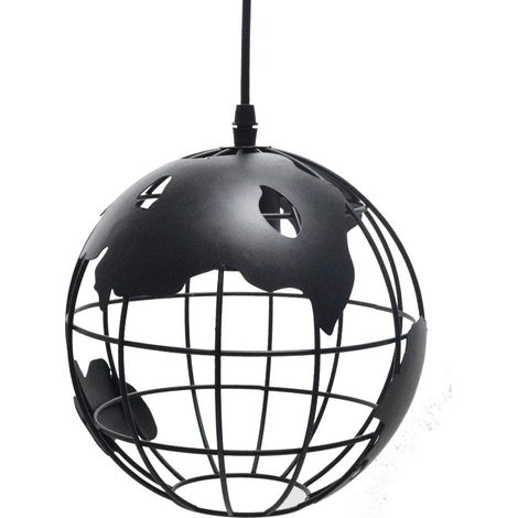 Pendelleuchte Moderne Hängeleuchte E27 Kugelförmig Lampenschirm für Esszimmer Schlafzimmer Flur Wohnzimmer Cafét Ø20cm, Schwarz Hängelampe