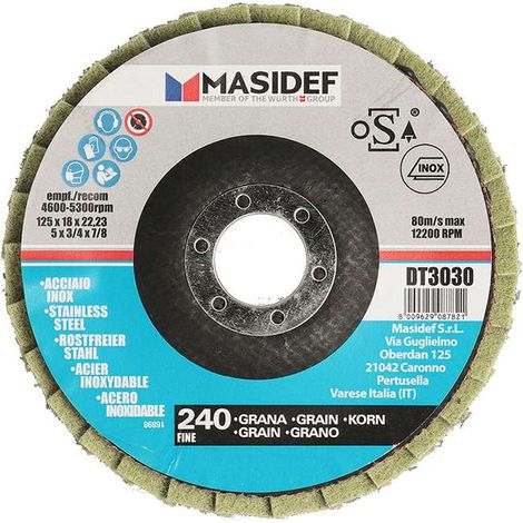 Disco abrasivo lamellare D.125x18mm gr 240 per inox