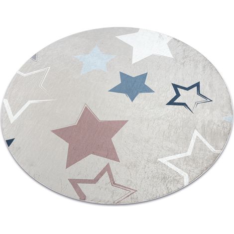 BAMBINO 48130 rund Waschteppich Sterne für Kinder Anti-Rutsch - beige / grau beige rund 120 cm