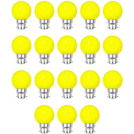 Lot de 18 ampoules Led Jaune B22 Incassables - Guirlandes guinguette - Culot baïonnette