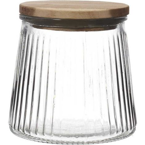 Bocal en Verre 65cl avec Bouchon Acacia (1/4)
