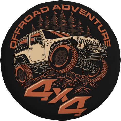 Spare Tire Cover, Adventure Off-Road Print 4x4 Dustproof Dust Proof SUV RV Trailer Tire Bag 17" (1/5)