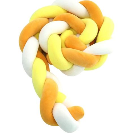 Protège-berceau une pièce, oreiller en coton pour nouveau-né, lit de voyage idéal, joli oreiller en velours pour bébé, jaune blanc, 2M (1/2)