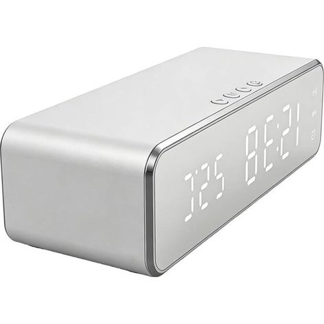 Sveglia con ricarica wireless - Orologio LED con caricatore per telefono - Scatola portaoggetti da comodino - Funzione di ricarica integrata (1/5)