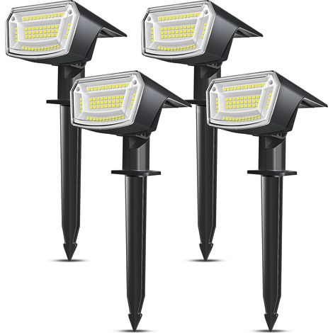 LED-Solarleuchten für den Außenbereich, 4er-Set Solarstrahler mit 59 LEDs, 4 Solar-Gartenbeleuchtungsmodi, IP65 wasserdicht, für Hof, Terrasse, Bäume, Einfahrt (kaltweiß 6500 K) [Energieklasse C]