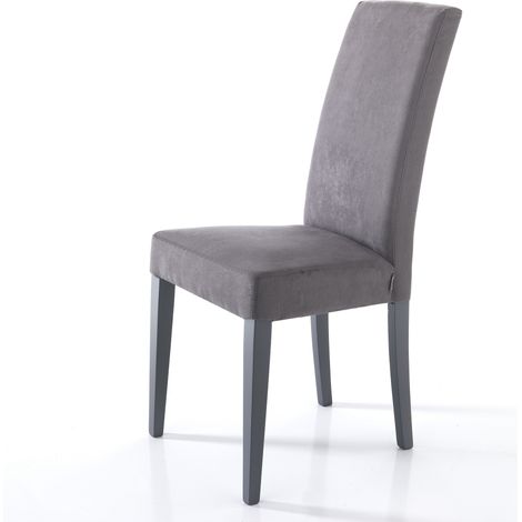 2 Sedie imbottite sala da pranzo in microfibra Made in Italy Midland - Grigio