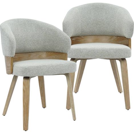 Chaise en bois de sapin et tissu gris chiné Milas (lot de 2)