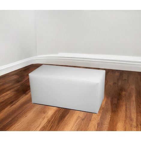 Dmora - Puf Bucuresti, Sillón multiusos, Puf, Puf reposapiés, Made in Italy, 90x40 h42 cm, Blanco (1/3)